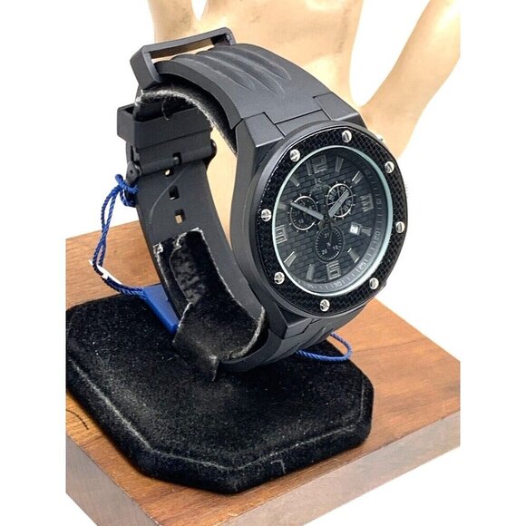 Joshua & Sons Men's Watch JS62BK Quartz Chronograph Black Dial Rubber Ba… - Picture 2 of 13